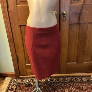 Willi Smith Rust Red Wool Pencil Skirt lined with exposed zipper